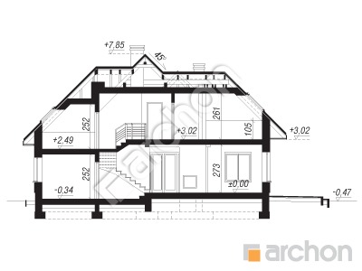Проект дома ARCHON+ Дом в бересклете вер.2 Розріз будинку