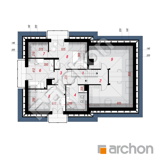 Проект дома ARCHON+ Дом в нектаринах 4 (Г2Н) План мансандри
