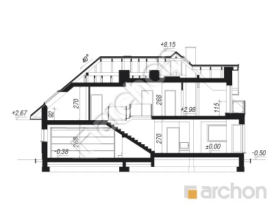 Проєкт будинку ARCHON+ Будинок в нектаринах 4 (Г2Н) Розріз будинку