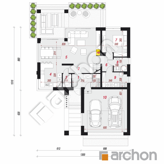 Проект будинку ARCHON+ Будинок в яскерах (Г2) План першого поверху