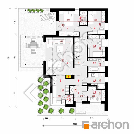 Проект будинку ARCHON+ Будинок під сверками 3 вер. 2 План першого поверху