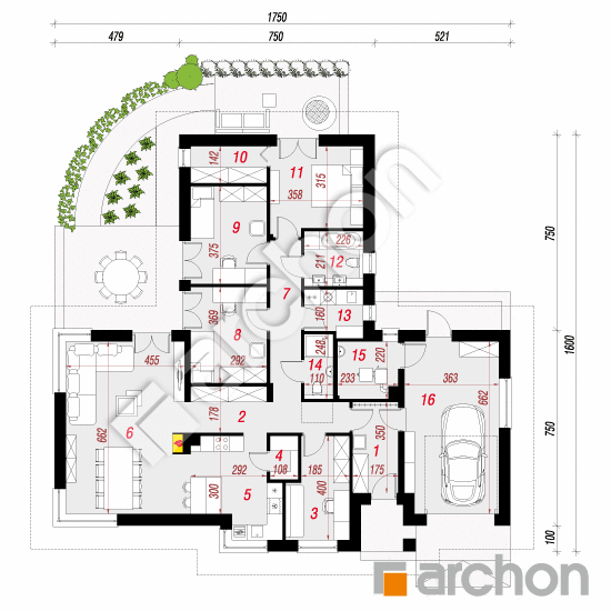 Проект дома ARCHON+ Дом в галах 2 (Г) План першого поверху
