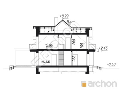 Проект дома ARCHON+ Дом в рододендронах 15 (Г2Н) Розріз будинку
