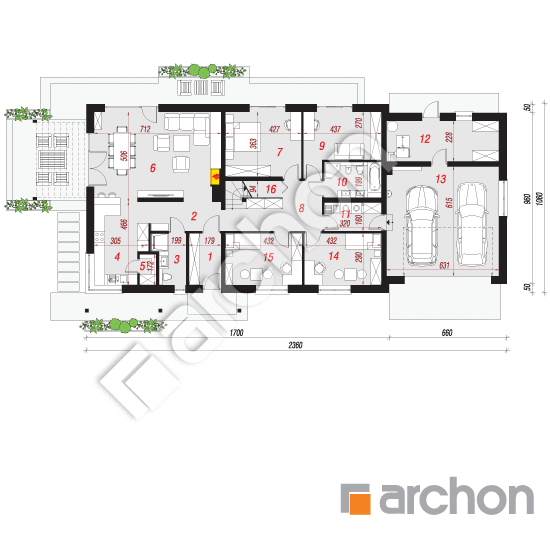 Проект дома ARCHON+ Дом в мекинтошах 5 (Г2) План першого поверху