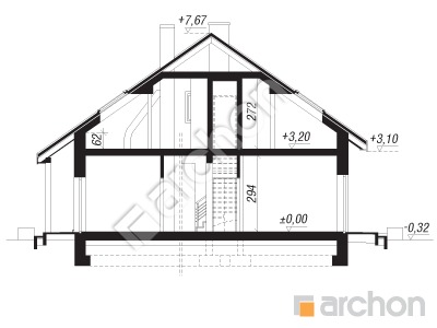 Проєкт будинку ARCHON+ Будинок в мекінтошах 5 (Г2) Розріз будинку