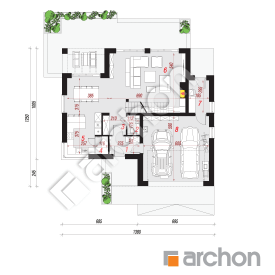 Проект будинку ARCHON+ Вілла Міранда 5 (Г2) План першого поверху