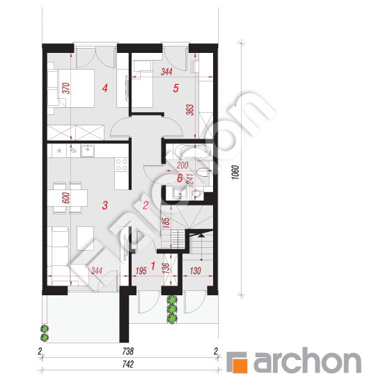 Проект будинку ARCHON+ Будинок при тракті (Р2С) План першого поверху