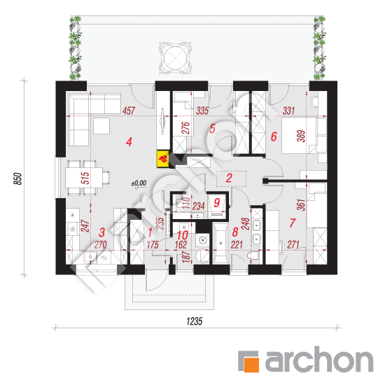Проект будинку ARCHON+ Будинок в коручках 10 План першого поверху
