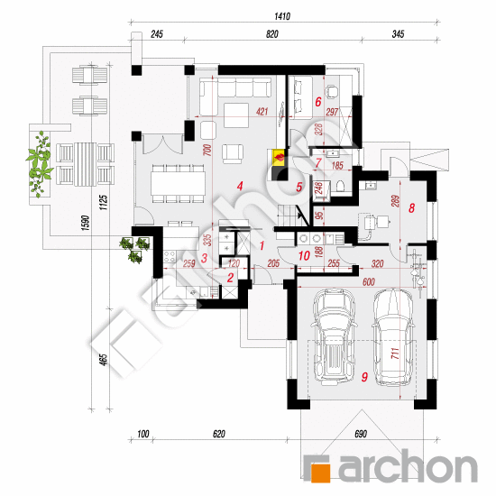 Проект дома ARCHON+ Вилла Элиза 2  План першого поверху