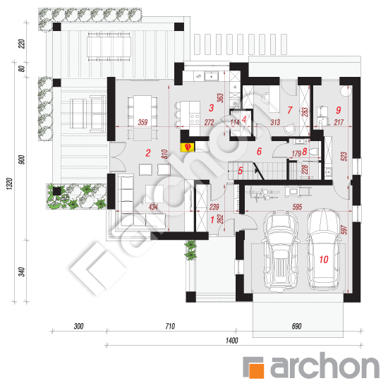 Проект будинку ARCHON+ Будинок в альбіціях 2 (Г2) План першого поверху