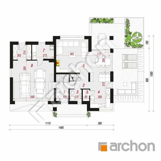 Проект будинку ARCHON+ Будинок в орлішках (Г2Е) План першого поверху