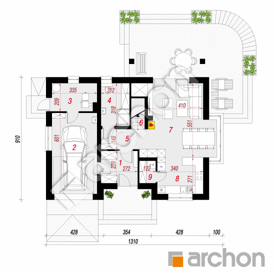 Проект дома ARCHON+ Дом в клеверках 5 План першого поверху