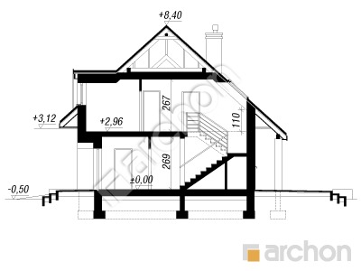 Проект дома ARCHON+ Дом в клеверках 5 Розріз будинку