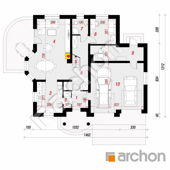 Проект будинку ARCHON+ Будинок в тим'яні 2 План першого поверху