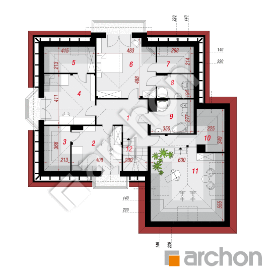 Проект дома ARCHON+ Дом в нагетках 2 План мансандри