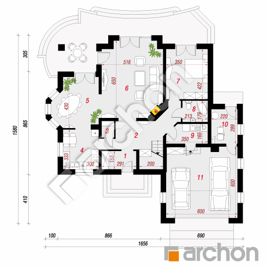 Проект дома ARCHON+ Дом в нагетках 2 План першого поверху