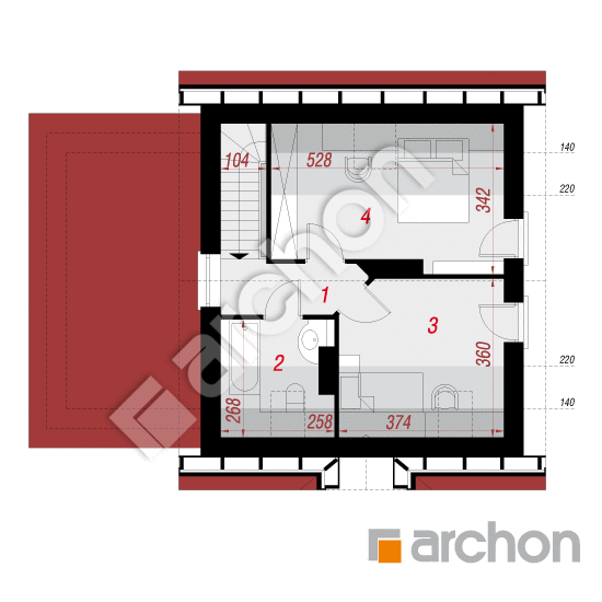 Проект будинку ARCHON+ Будинок в брусниці (Г) вер. 2 План мансандри