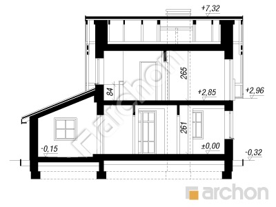 Проект дома ARCHON+ Дом в бруснике (Г) вер.2 Розріз будинку