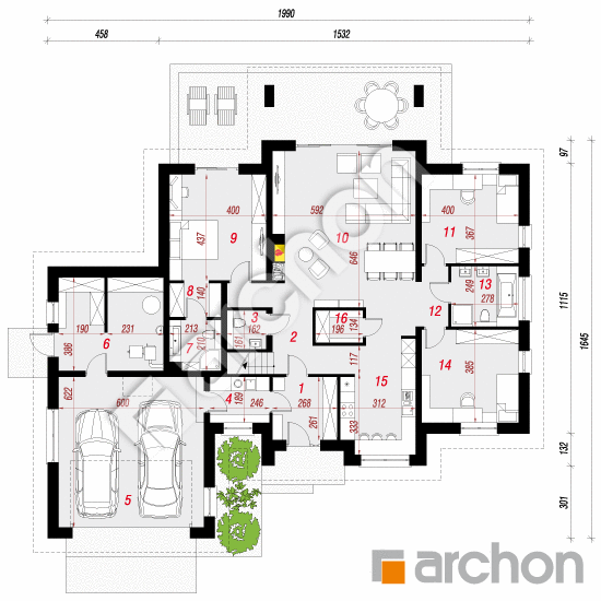Проект будинку ARCHON+ Будинок в акебіях 5 План першого поверху