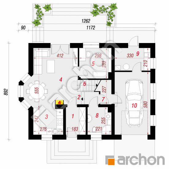 Проект будинку ARCHON+ Будинок в рододендронах 15 вер.2 План першого поверху