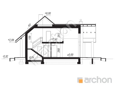 Проект дома ARCHON+ Дом в брунерах 3 (Г2) Розріз будинку