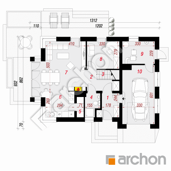Проект будинку ARCHON+ Будинок під магнолією вер. 2 План першого поверху
