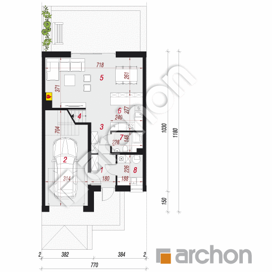 Проект будинку ARCHON+ Будинок в клематисах 20 (СА) вер. 2 План першого поверху