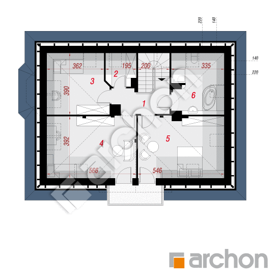 Проект будинку ARCHON+ Будинок в чорнобривцях (М) План мансандри