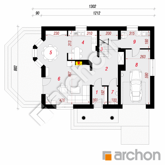 Проект дома ARCHON+ Дом в бархатцах (Мп) План першого поверху