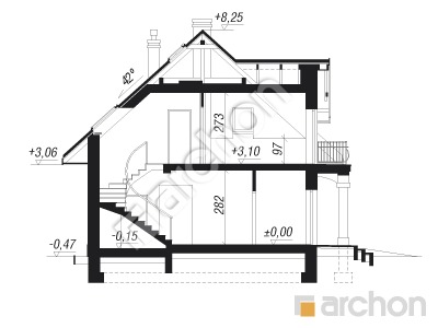 Проєкт будинку ARCHON+ Будинок в чорнобривцях (Мп) Розріз будинку