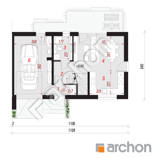 Проект будинку ARCHON+ Будинок в іберійках (ГБ) План першого поверху