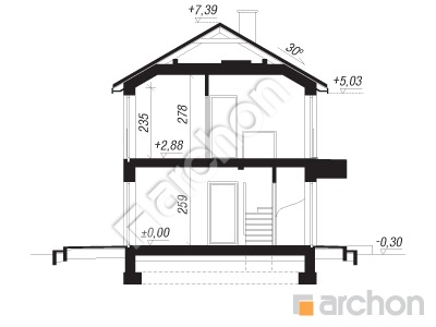 Проект дома ARCHON+ Дом в иберисах (ГБ) Розріз будинку