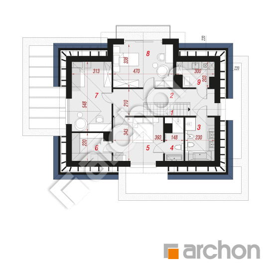 Проект дома ARCHON+ Вилла Миранда 9 (Г2) План мансандри
