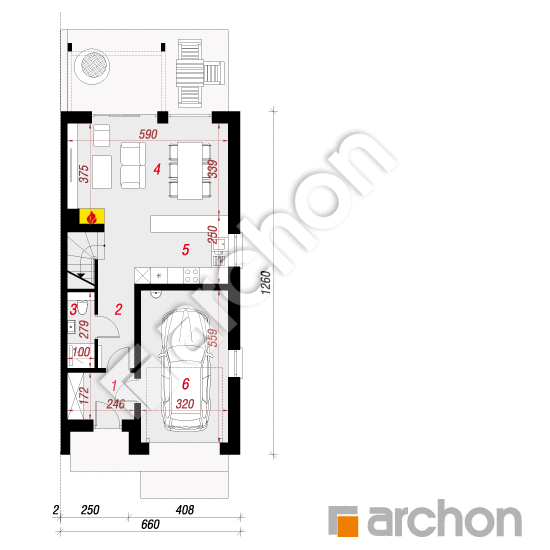 Проект дома ARCHON+ Дом под гинко 12 (ГБ) План першого поверху