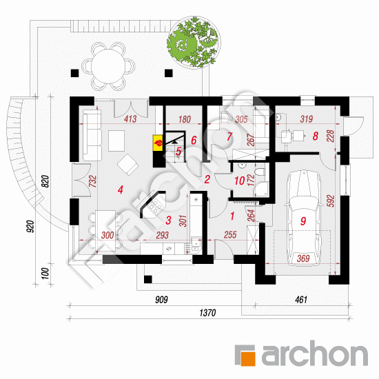 Проект будинку ARCHON+ Будинок у вістерії 2 вер. 2 План першого поверху