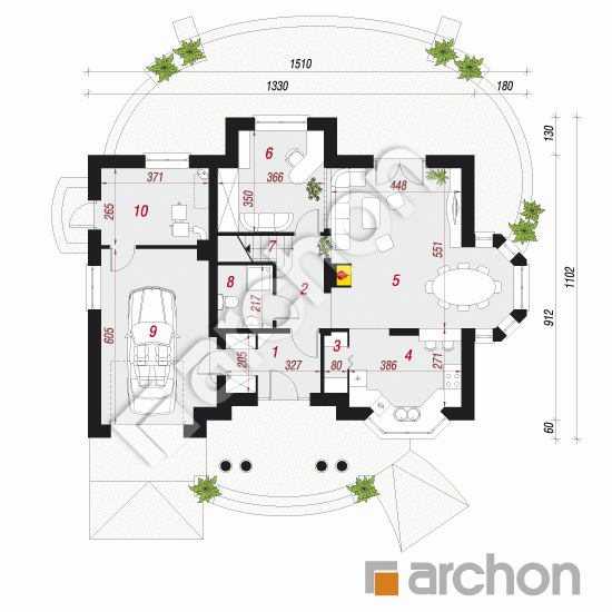 Проект дома ARCHON+ Дом в древнике План першого поверху