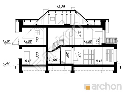 Проєкт будинку ARCHON+ Будинок в древнику Розріз будинку