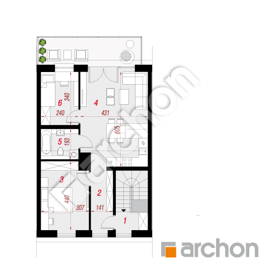 Проект дома ARCHON+ Дом в фиалках 16 (Р2С) План мансандри