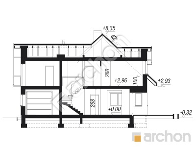Проєкт будинку ARCHON+ Будинок під фісташковим деревом (Г) вер.2 Розріз будинку