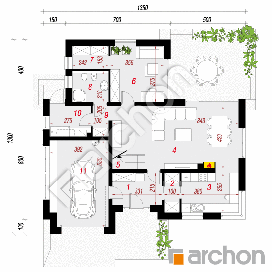 Проект будинку ARCHON+ Будинок в ельстарах План першого поверху