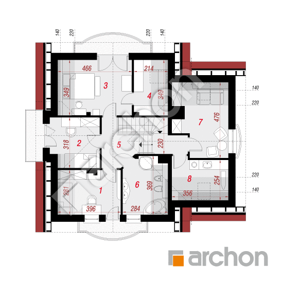Проект будинку ARCHON+ Будинок в антонівці 2 (Г) вер. 2 План мансандри