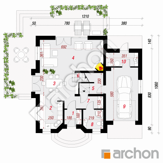 Проект будинку ARCHON+ Будинок в антонівці 2 (Г) вер. 2 План першого поверху