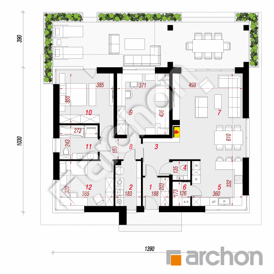 Проект дома ARCHON+ Дом под красной рябиной 21 План першого поверху