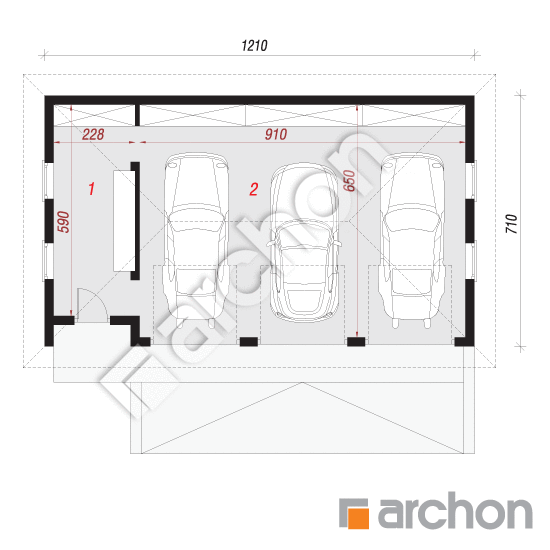 Проект дома ARCHON+ Г3a - Трехместный гараж вер.2 План першого поверху