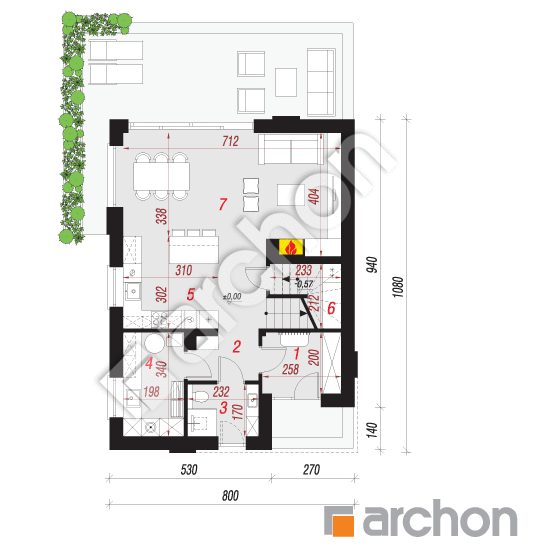 Проект будинку ARCHON+ Будинок у фіалках 4 План першого поверху