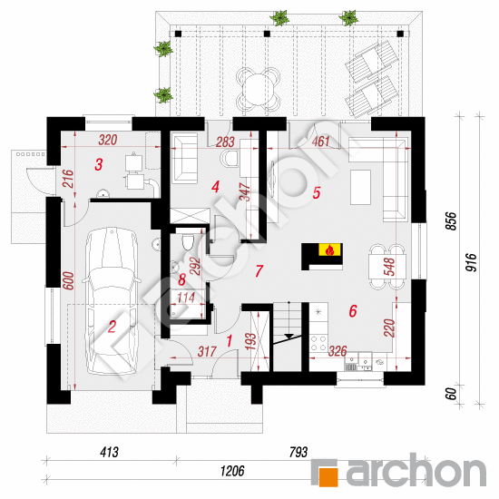 Проект будинку ARCHON+ Будинок в ліметках вер.2 План першого поверху