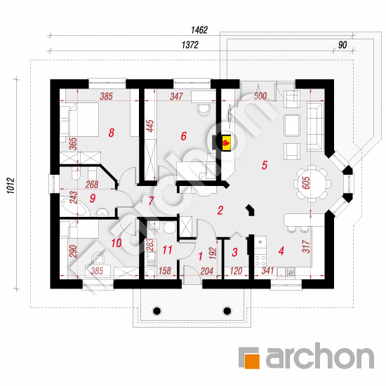 Проект будинку ARCHON+ Будинок під червоною горобиною вер.2 План першого поверху