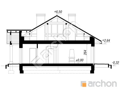 Проєкт будинку ARCHON+ Будинок під червоною горобиною вер.2 Розріз будинку