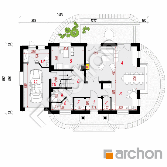 Проект будинку ARCHON+ Будинок в каллах 2 вер.2 План першого поверху