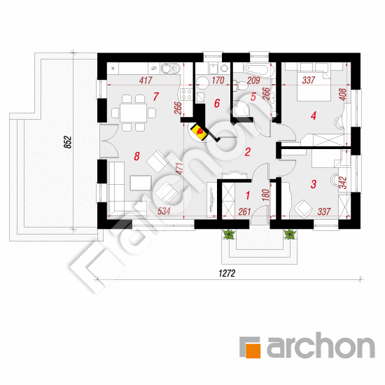 Проект будинку ARCHON+ Будинок в арніці План першого поверху